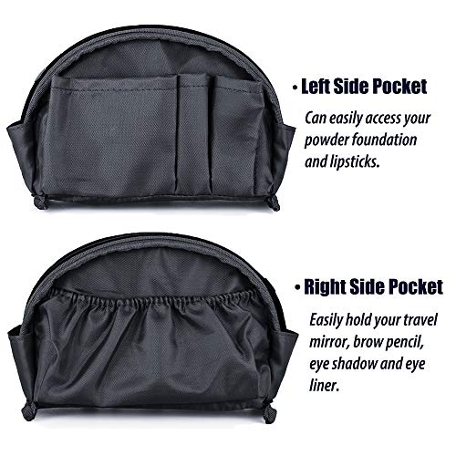 Hekyip Half Moon Cosmetic Bag, Travel Makeup Pouch, Portable Waterproof Cosmetic Pouch for Girls Women, Small (ALL BLACK) - color: ALL BLACK