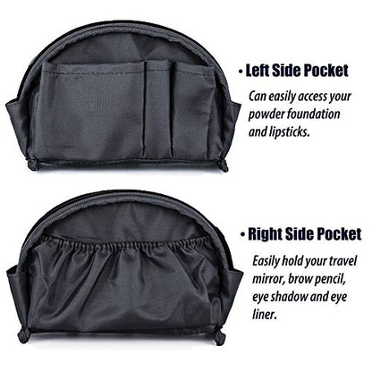 Hekyip Half Moon Cosmetic Bag, Travel Makeup Pouch, Portable Waterproof Cosmetic Pouch for Girls Women, Small (ALL BLACK) - color: ALL BLACK
