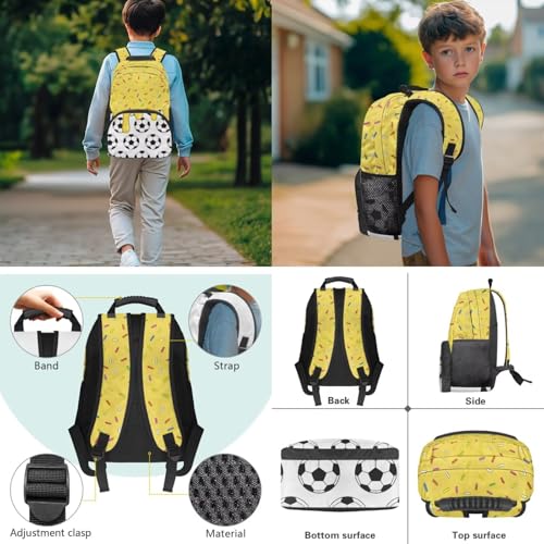 Football School Backpack for Boys, 3PCS School Backpacks for Primary Study, Lightweight Bookbag with Lunch Bag Bundle for Kids Teens Students - color: Football -4