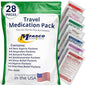 MFASCO - 7 in 1 - Travel Size Medicine Kit - TSA Approved | 28 First Aid Emergency OTC Medicine Packets for Cruise & International Travel | Compact Med Refill for Traveling & Office Assembled in USA