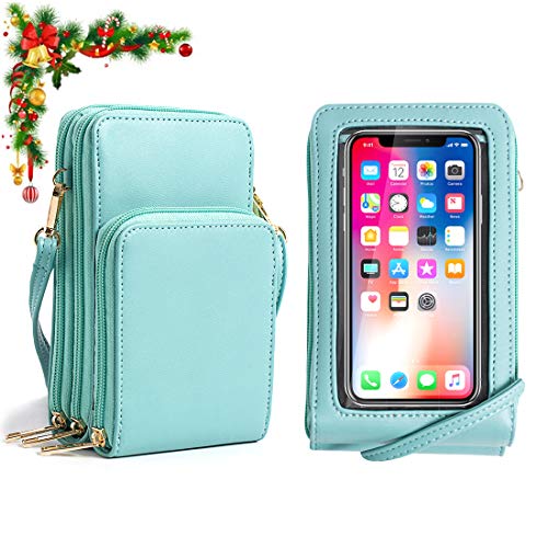 Crossbody Cellphone Purse Women Touch Screen Bag RFID Blocking Wallet Handbag Shoulder Strap - color: Lightgreen-small, size: Small
