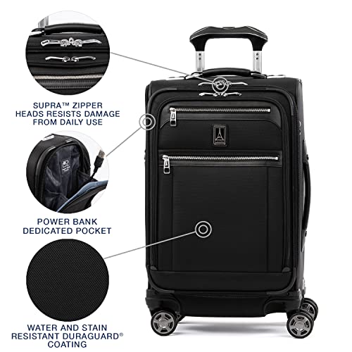 Travelpro Platinum Elite Softside Expandable Carry on Luggage, 8 Wheel Spinner Suitcase, USB Port, Suiter, Men and Women, Shadow Black, Carry On 21-Inch - color: Shadow Black, size: Carry-On 21-Inch