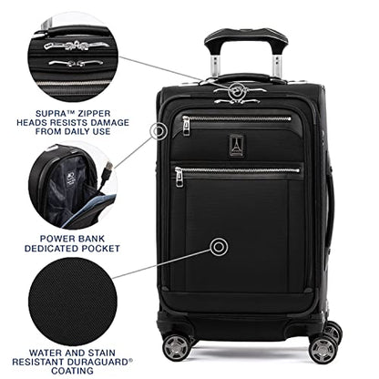 Travelpro Platinum Elite Softside Expandable Carry on Luggage, 8 Wheel Spinner Suitcase, USB Port, Suiter, Men and Women, Shadow Black, Carry On 21-Inch - color: Shadow Black, size: Carry-On 21-Inch