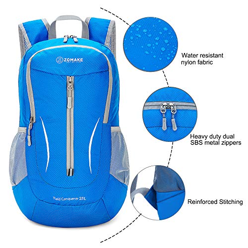 ZOMAKE Ultra Lightweight Packable Backpack 25L, Foldable Hiking Backpacks Water Resistant Small Folding Daypack for Travel(Dark Blue-NEW) - color: Dark Blue-new