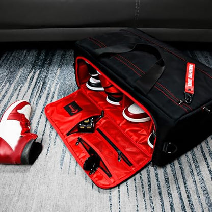 Sneaker Bag for Travel/Sneakerhead gift/Outdoor Sports Bag/Gym Bag /, A Multi-functional Travel Duffel Bag with 3 Adjustable Dividers, & Shoulder Strap,Made of Nylon, by Krone Kalpasmos-classic - color: Red