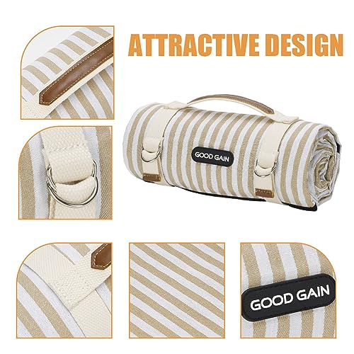 G GOOD GAIN Picnic Blankets Waterproof Extra Large - Outdoor Blanket Sand Free Foldable with Carry Strap for Beach, Camping, Park Grass, Hiking, Travel, Concerts, Indoor (Sand Yellow) - color: Sand Yellow