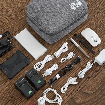 Organizer Case Small Electronic Devices USB Charger Accessories Mouse Phone Cable SD Power Bank Earphone - color: Large-Black