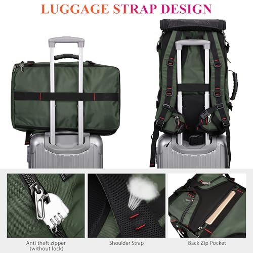 WITZMAN Carry on Travel Backpack for Men Women Airline Approved Convertible Nylon Duffle Backpack Luggage Bag (B682 Army Green) - color: 02.army Green