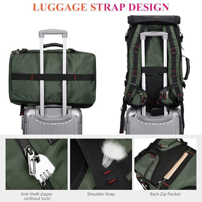 WITZMAN Carry on Travel Backpack for Men Women Airline Approved Convertible Nylon Duffle Backpack Luggage Bag (B682 Army Green) - color: 02.army Green