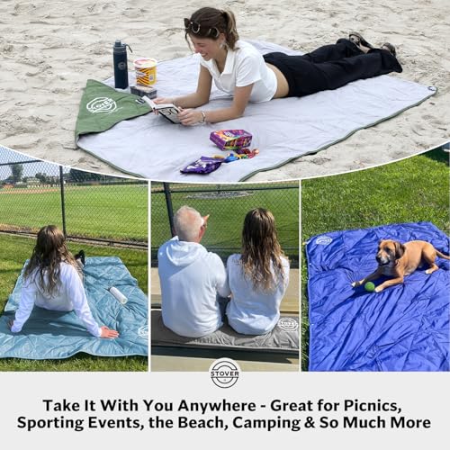 STOVER Outdoor Waterproof Fleece Travel Blanket for Camping, Picnics, Stadiums, Sports, the Beach– Warm, Windproof, Compact, Lightweight & Sand-Resistant (Olive Green) - color: 02 - Olive Green