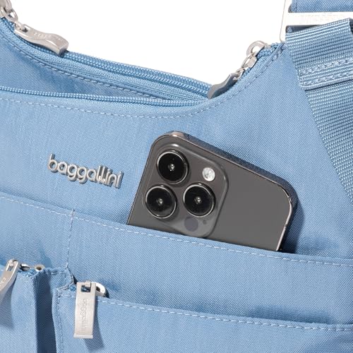Baggallini Crossbody Travel Bag 11x8.5 Lightweight Water-resistant Nylon Handbag - color: Cornflower