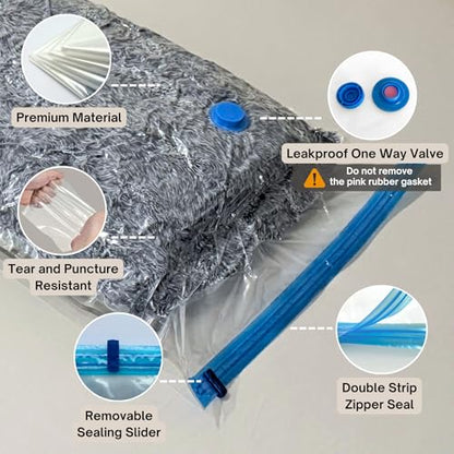 12 Pack Vacuum Storage Bags with Hand Pump, Compression Space Saver for Comforter, Bedding, Blanket Storage, Vacuum Seal Bags for Clothing, Travel Luggage Suitcase and Closet Organizer - size: 12 Combo