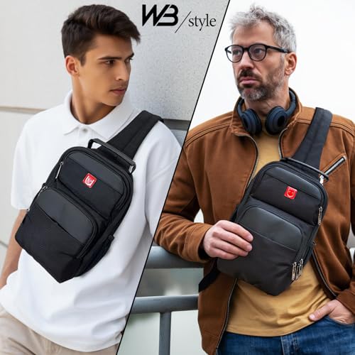 Crossbody Bag Men - Small Travel Sling Bag, Backpack Shoulder Bag | Water-Resistant Hiking Daypack, Adjustable Straps Chest Backpack
