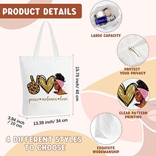 Roowest 8 Pcs Juneteenth African American Gifts for Women Bulk Inspirational 4 Tote Bags 4 Makeup Bags Zipper Work Travel(Classic Style) - style: Classic Style