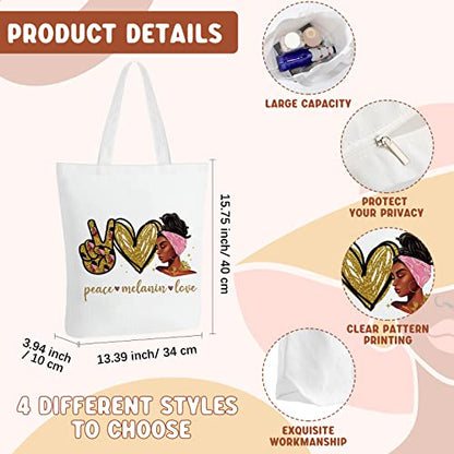 Roowest 8 Pcs Juneteenth African American Gifts for Women Bulk Inspirational 4 Tote Bags 4 Makeup Bags Zipper Work Travel(Classic Style) - style: Classic Style