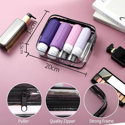Mrsdry 16 Pack Travel Bottles for Toiletries, Oversize 6oz Silicone Travel Containers, Leak Proof Refillable Liquid Shampoo And Conditioner Travel Essentials - color: Purple