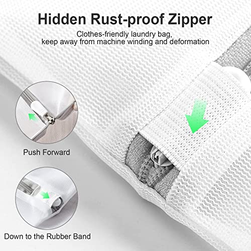 10 Pack Mesh Laundry Bags for Delicates with Non Rust Zipper- MDSXO White Laundry Bags Mesh Wash Bags, Easy Fit Bra, Sock,Lingerie,Sneaker,Baby Laundry for Washing Machine Travel Storage[1XL/3L/3M/3S] - size: 10Pack(Family Size1)