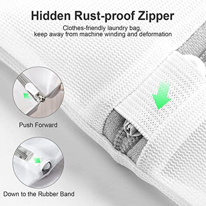 10 Pack Mesh Laundry Bags for Delicates with Non Rust Zipper- MDSXO White Laundry Bags Mesh Wash Bags, Easy Fit Bra, Sock,Lingerie,Sneaker,Baby Laundry for Washing Machine Travel Storage[1XL/3L/3M/3S] - size: 10Pack(Family Size1)