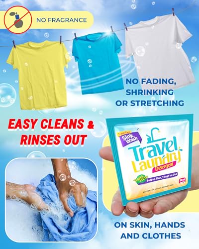 TidyFriend Sink Travel Laundry Detergent 10 ml, 8 Pack Lightweight Travel Size Laundry Detergent Packets, Must Haves Laundry Essentials - size: 8 Pack
