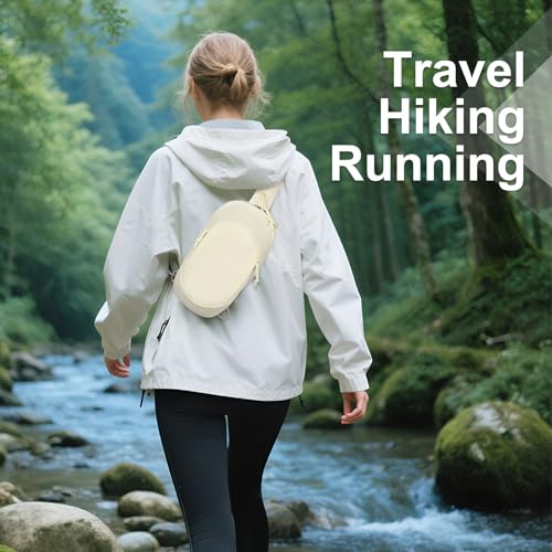 Small Sling Bag with RFID Blocking, Mini Fanny Pack for Women and Men, Convertible Crossbody Anti Theft Chest Bag for Travel Hiking Running, Beige - color: Beige