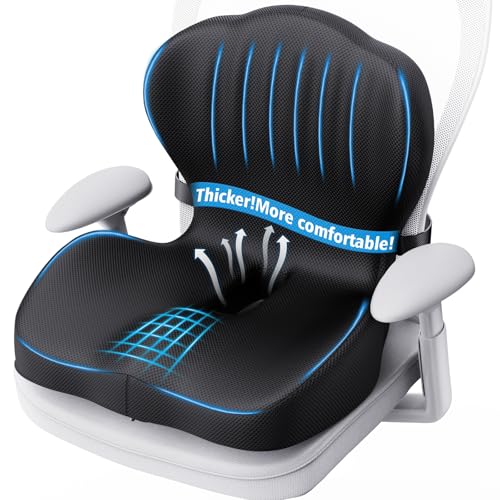 Benazcap Memory Foam Seat Cushion with Lumbar Support Pillow for Office Chair, Car & Gaming Seat, Wheelchair, Ergonomic Design for Sciatica & Tailbone Pressure Relief, Black - color: Black, size: 46*30*37cm