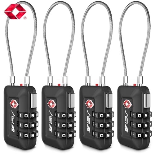 TSA Accepted Luggage Travel Lock, Set-Your-Own Combination Lock for School Gym Locker, Luggage Suitcase Baggage Locks, Filing Cabinets, Toolbox, Case (Black, 4 Pack) - color: Black, size: 4 Pack