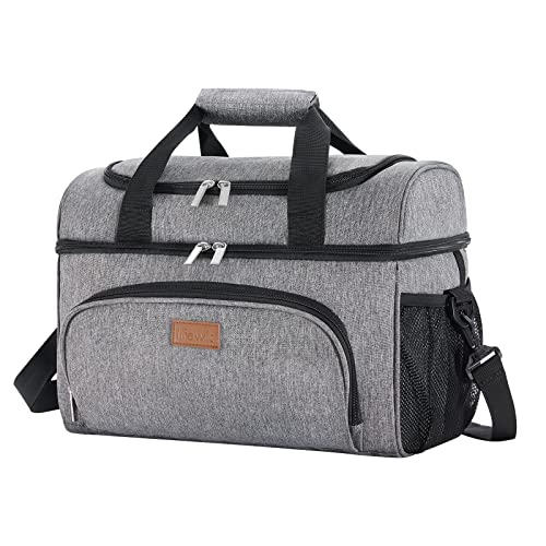 Lifewit Insulated Cooler Bag, Large Leakproof Beach Cooler, Lightweight Portable Double Layer Soft-Sided Travel Ice Chest for Camping, Kayaking, Road Trips, Grocery Shopping - color: Gray, size: 32-can
