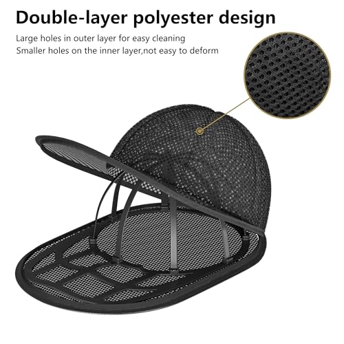 Hat Washer Cage, Snap-Lock Design, Foldable & Portable for Washing Machine Dryer Dishwasher - color: Black-1-Pack