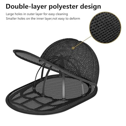 Hat Washer Cage, Snap-Lock Design, Foldable & Portable for Washing Machine Dryer Dishwasher - color: Black-1-Pack