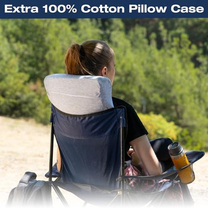 alkamto Travel & Camping Comfortable Memory Foam Pillow – Easy to Carry Portable Bag – Temperature Regulating Pillow Case (White Contour + Extra Cover) - size: White Contour Travel + Extra Cover