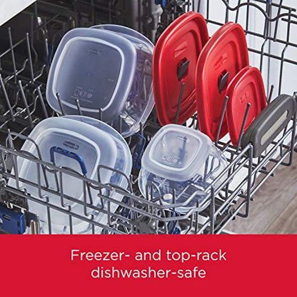 Rubbermaid 16-Piece BPA-Free Plastic Food Storage Set, Red Vented Lids - Microwave, Dishwasher Safe: Perfect for Meal Prep, Leftovers, and Kitchen Organization - size: 16-Piece