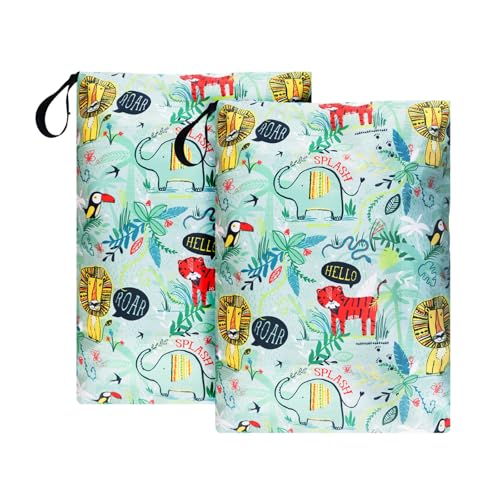 MissBoy Laundry Bags, 2 Pack Waterproof Travel Laundry Bag, Reusable and Washable Dirty Clothes Storage Bag with Zip Closure for Home, Travel, Camping, Caravan, Dormitory, 24"x17" - color: Green