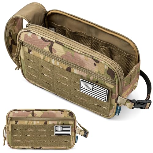 PAVILIA Tactical Toiletry Bag for Men, Water Resistant Molle Military Dopp Kit, Travel Hygiene Organizer with Wet Dry Storage for Shaving, Grooming, Gym and Camping, Camo XL - color: Camo, size: Extra Large