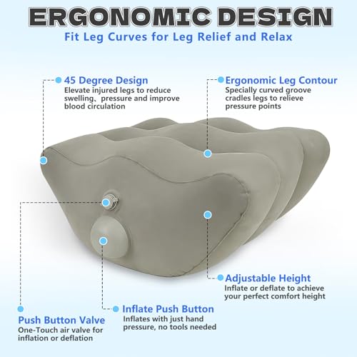 Inmoredo Inflatable Leg Elevation Pillow After Surgery, Wedge Leg Elevating Pillows for Injury Recovery, Blood Circulation, Swelling, Legs Support Cushion Knee Hip Ankles Pain