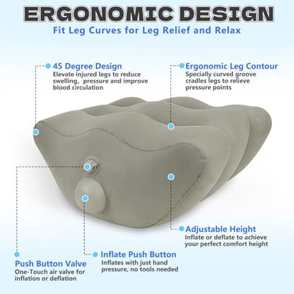 Inmoredo Inflatable Leg Elevation Pillow After Surgery, Wedge Leg Elevating Pillows for Injury Recovery, Blood Circulation, Swelling, Legs Support Cushion Knee Hip Ankles Pain