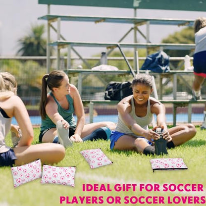 Eccliy 20 Pcs Soccer Makeup Bag Cosmetic Bag Canvas Gifts Sport Soccer Themed Accessories for Girls Toiletry Pouch with Zipper for Women Party Shopping Home Travel, 8 x 5 Inch - size: 8 x 5 Inch, style: Soccer,pink