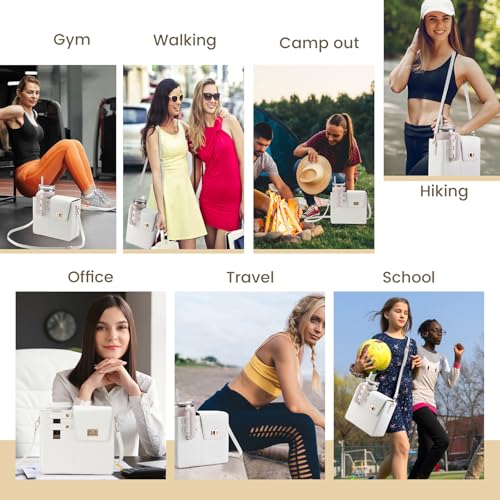 Outdoor Portable Crossbody Water Cup Purse Bag Water Bottle Carrier Bag with Phone Pocket Tumbler Carrier with Strap - color: White