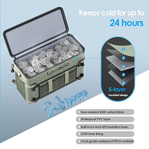 Deep Freeze Cooler Soft Sided Cooler Bag, 34 Can Collapsible Insulated Ice Chest, Large Leakproof Camping & Travel Cooler for Kayaking & Beach - color: 34Can Green