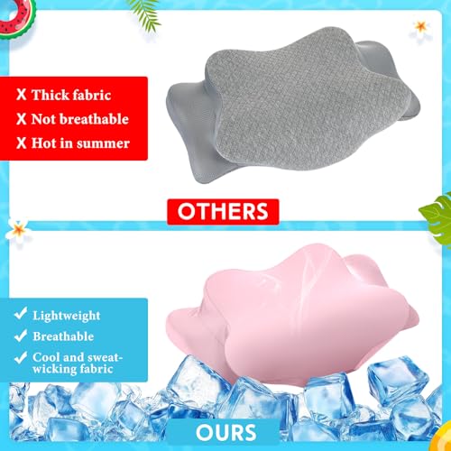 Hahafelt Cooling Cervical Neck Pillowcase Cover (Only Pillow Case) Ergonomic Pillowcase with Zipper Breathable Contour Pillow Cover for Side Back Stomach Sleepers(Pink,Standard Size) - color: Pink, size: Standard