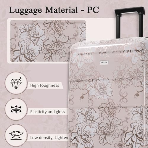 Merax Luggage Set,5 Piece Luggage with Handbag and Cosmetic Case,Harside Printing Suitcase with Wheels,Carry on Luggage Airline Approved(Pink Flower,8/14/20/24/28) - color: Pink Flower, style: 8/14/20/24/28