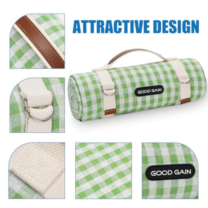 G GOOD GAIN Picnic Blankets Outdoor Extra Large - Waterproof Picnic Blanket with Carry Strap | Machine Washable Picnic Mat with Sandproof Backing for Park, Grass, Camping, Hiking, Concerts (Lime) - color: Lime