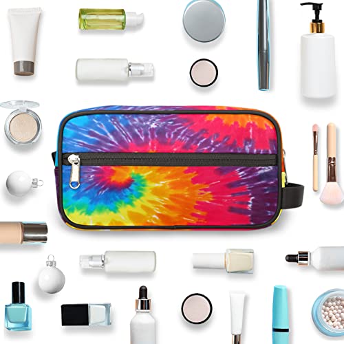 Rainbow Tie Dye Travel Toiletry Bag for Women Men Abstract Swirl Tie Dye Lightweight Cosmetic Makeup Bag Waterproof Shaving Bag Dopp Kit with Large Capacity for Toiletries and Shaving Accessories - color: A01:tie dye