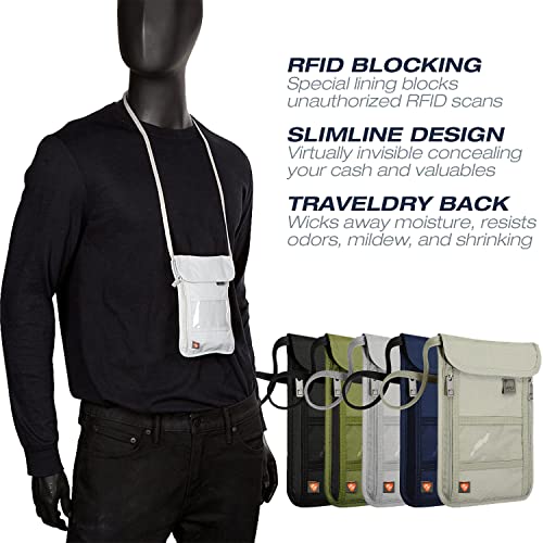 Lewis N. Clark Stash Neck Travel Wallet, RFID Blocking Passport Holder, Protect Personal Information, Slate - color: Slate