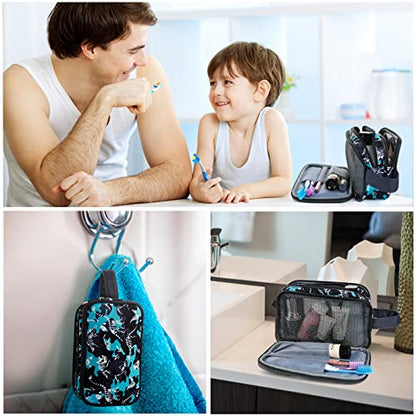 Kids Toiletry Bag for Boys, Travel Toiletry Bag for Little Young Boys Waterproof Hanging Wash Bag Toddler Traveling Toiletries, Dinosaur Black - color: Dinosaur Black