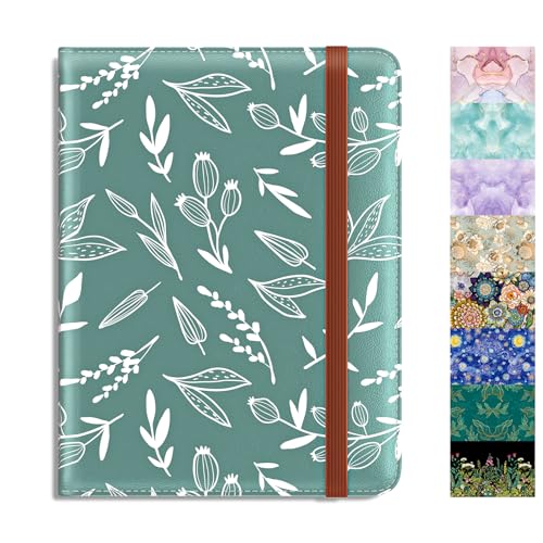 Rimilak Passport Holder, RFID Blocking Passport Cover Wallet Travel Essentials, Leather Travel Documents Organizer Protector for Women and Men, White Leaves - color: Green White Leaves