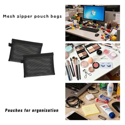 Astero 10 Pcs Black Zipper Pouches – 7.48"×5.51" Small Ripstop Storage Bags, Lightweight Travel Organizers for Makeup, Cables, Toiletries and Everyday Essentials