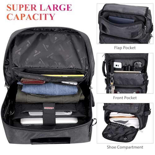WITZMAN Carry on Travel Backpack for Men Women Airline Approved Convertible Nylon Duffle Backpack Luggage Bag (B682 Silvery Grey) - color: 03.silvery Grey
