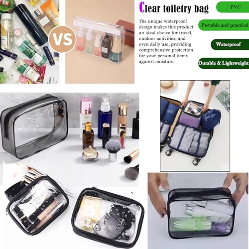 Clear Toiletry Bag with Travel Bottles 100ml Set,TSA Approved Travel Makeup Cosmetic Bag for Women Men Refillable Containers Travel Size Toiletries Bottles Kit for Liquids Shampoo Conditioner Lotion,