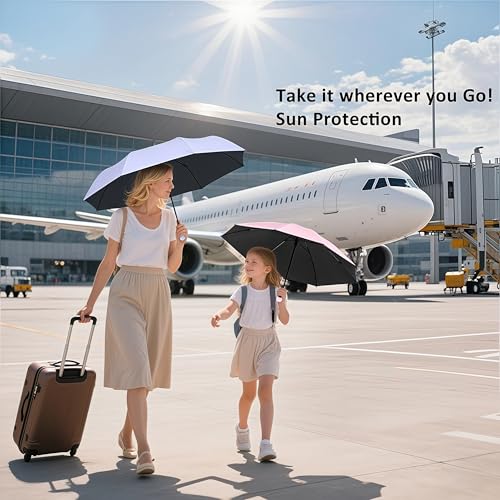 BAODINI Travel Essentials Mini Umbrella for Purse With Case Small Compact UV Sun Protection Lightweight Tiny Pocket Manual Open Close Umbrella for Women Kids and Men Fits Purse Backpack - color: B-2 Pack Purple