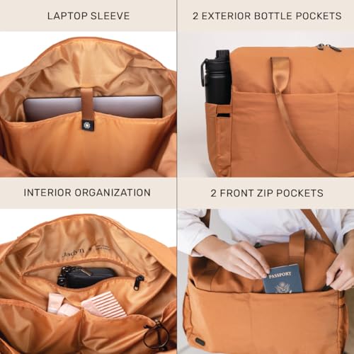 Jadyn Austin Carry-On Travel Duffel Bag for Women, 18” Weekender Bag with Laptop Sleeve, Durable Material, and Trolley Sleeve, Ideal for Work, Gym, and Overnight Trips (Terracotta) - color: Terracotta